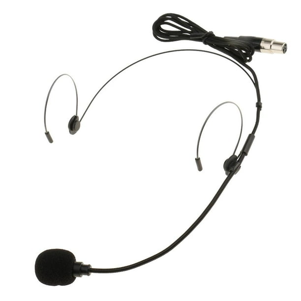 Negro Doble para oreja XLR de Auricures tipo diadema Micrófono montado en cabeza XLR de XLR 4Pin Yuyangstore Micrófono de auriculares de 3 pines