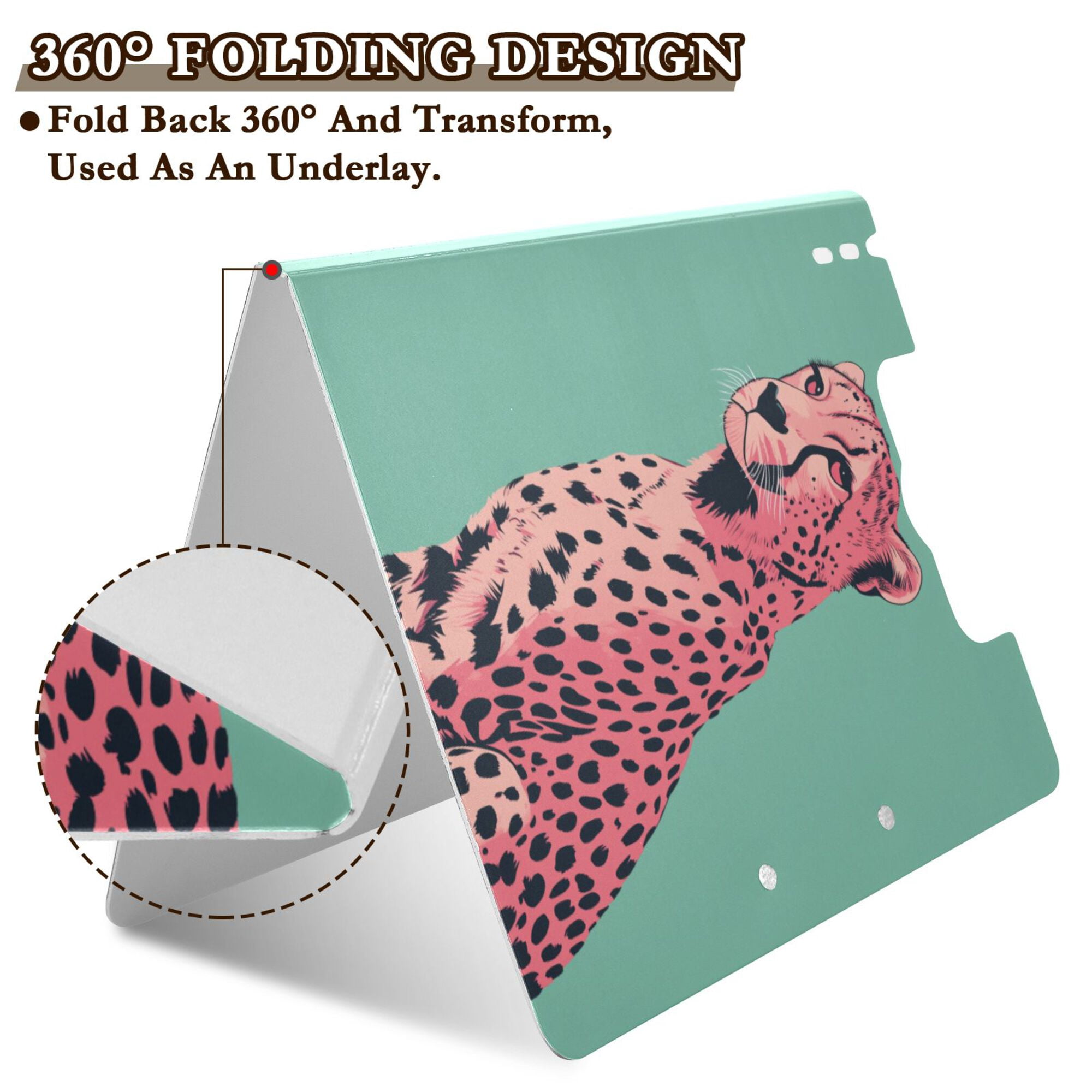 FORMRS A4 Clipboard Folder with Pen Holder Horizontal Foldable School Office Binder, Big Pink Cheetah