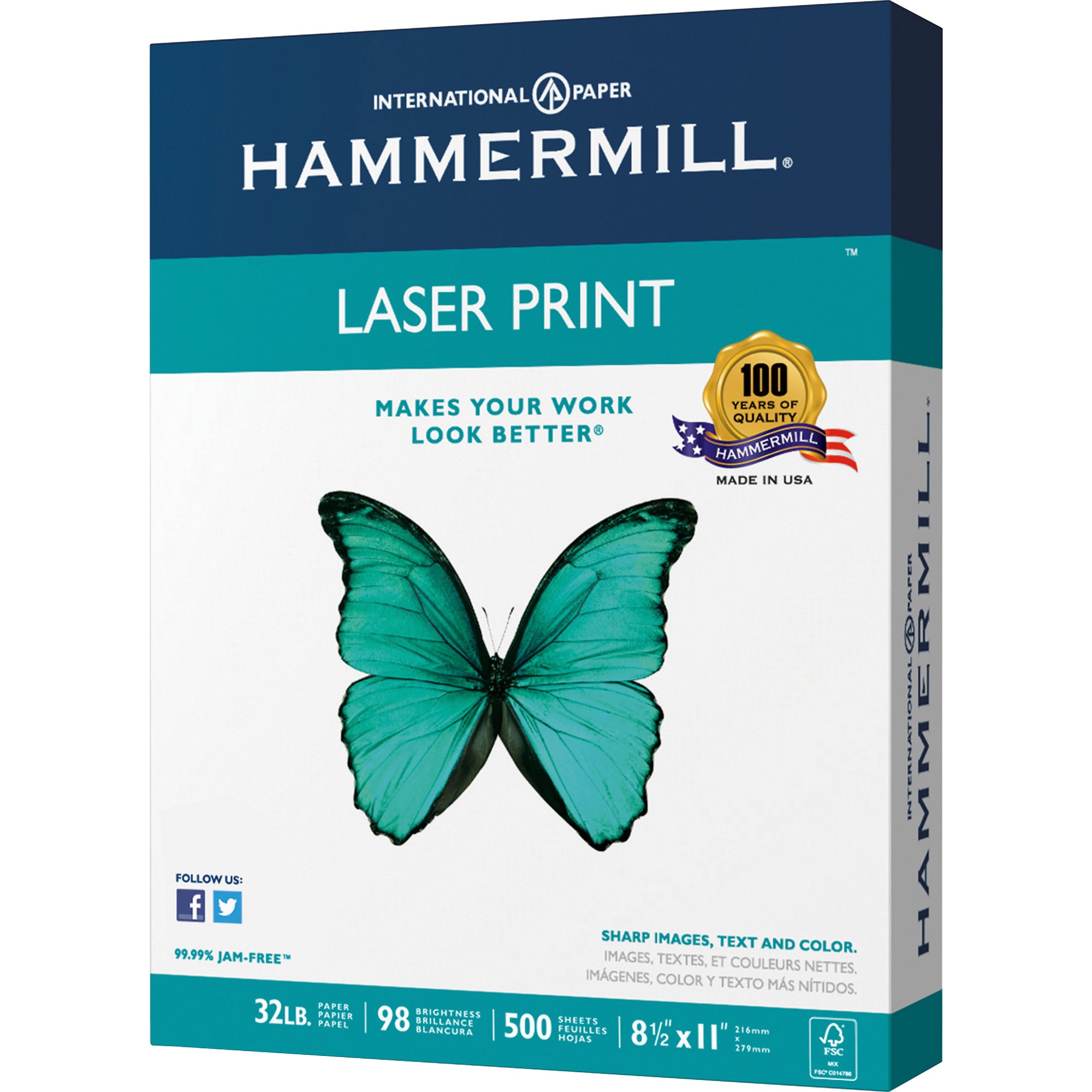 Hammermill Copy Paper, Premium Laser Print 32lb Letter Paper 1 Ream