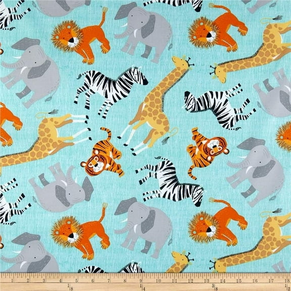 Timeless Treasures Jungle Animal Toss 100% Cotton Fabric Sold by The Yard.…