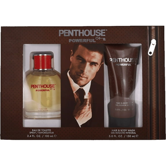 Powerful By Penthouse For Men Set: Eau De Toilette   Hair & Body Wash 3.4oz 5oz New in Box