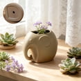 thumbnail image 4 of Elephant Design Ceramic Flower Pot with Drainage Hole for Small Plants Desktop Decoration Planter for Green Plants Stoneware Container Breathable Potting for Home Office Shelf Display, 4 of 6