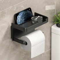 PONPRNGY Plastic Paper Towel Holder Wall Mount with Shelf for Bathroom, Matte Adhesive Hand Towel Holder for Bathroom Kitchen RV