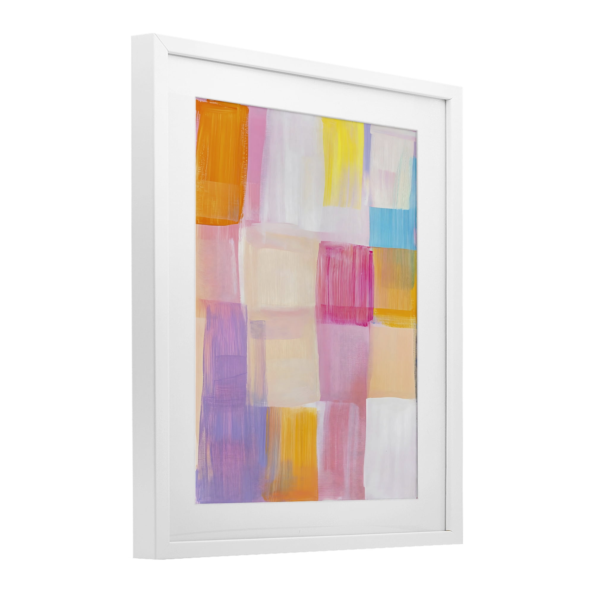 Stupell Industries Abstract Grid Brushstrokes White Framed Print Under Glass, design by The Prints Vibe