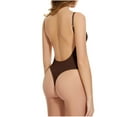 thumbnail image 3 of Viluyesy Womens Thong Shapewear, Tight Fit Scoop Neck Backless Everyday Seamless Sculpting Bodysuit Brown L, 3 of 4