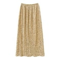 thumbnail image 4 of Telankuip Women's Velvet Sequin Skirts Hip Wrap Sparkly Retro Midi Straight Skirt High Waist Slimming Stretchy Bodycon Night out Party Outfits Beige One Size, 4 of 4