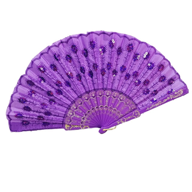 Bgsha New Chinese Hand Held FAN Silk Folding Spanish Style Flower Dance Party Wedding
