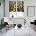 thumbnail image 5 of 2 Panels Kitchen Tier Curtains 39 Inch Length, Sunflower Grommets Window Treatment Curtain, Modern Oil Painting Summer Botanical Floral Thermal Curtains Drapes for Living Room/Bathroom, 5 of 9
