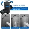 thumbnail image 2 of Regaderas para Baño Cabeza de Ducha de Lluvia Alta Presion, Ducha de Mano de 3 Modos Rociado cabezal de ducha con ajustable soporte, manguera Negro Regaderas y Baño, 2 of 4