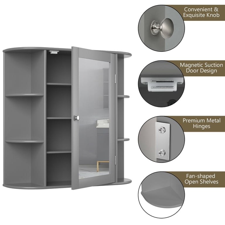 Costway Multipurpose Mount Wall Surface Bathroom Storage Cabinet 