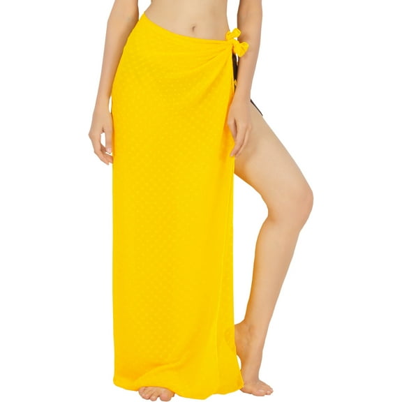 HAPPY BAY Women's Beachwear Summer Beach Bikini Wraps Sarong Coverups Wrap Skirt Swim Cover up Swimwear Swimsuit Coverups for Women One Size Canary, Solid