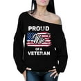 thumbnail image 1 of Awkward Styles Proud Wife of a Veteran Off Shoulder Sweatshirt Patriotic Gifts Pro America Wife Sweater Made in the USA Veteran Sweatshirt for Wife USA Pride 4th July Wife Off Shoulder Sweatshirt, 1 of 4