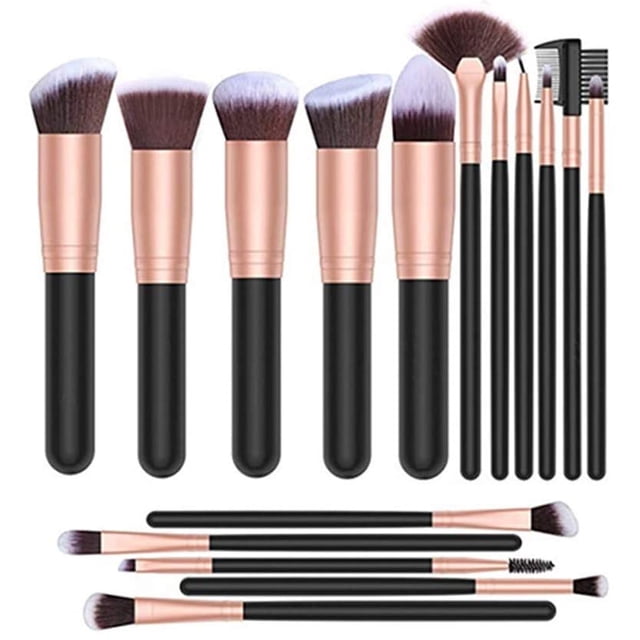 Juego de brochas de maquillaje de oro negro de gama alta, 16 unidades, brochas de maquillaje profesionales, herramientas de belleza, corrector de sombra de ojos, juego de brochas para base de cejas brillar Hogar