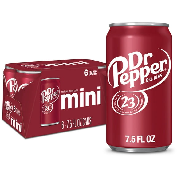 Dr Pepper Soda Pop, 7.5 fl oz, 6 Pack Cans