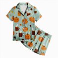 thumbnail image 4 of CAUYDY Kids Halloween Pajamas Sets Girl Button-Down Silk Sleepwear 2 Piece Short Sleeve Loungewear Clothes Set,2-3 Y, 4 of 5