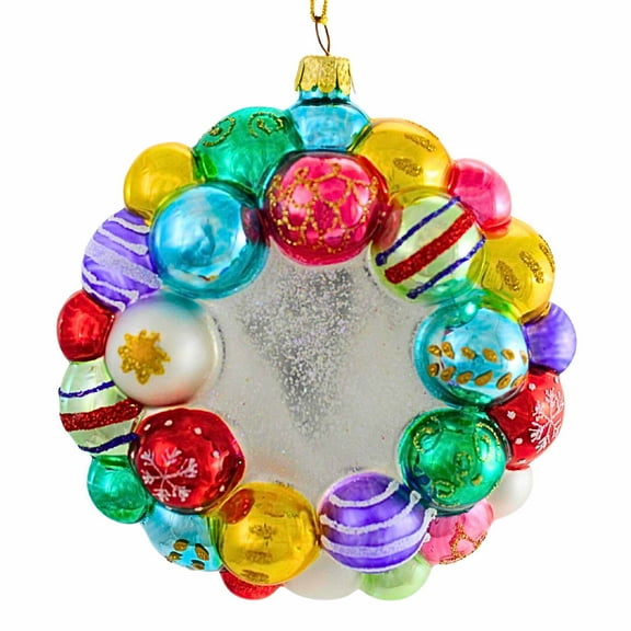 Cody Foster 4.25In Ornament Wreath Multi Colored, Glass, Christmas Ball Ornaments Glittered Designs Gl849m