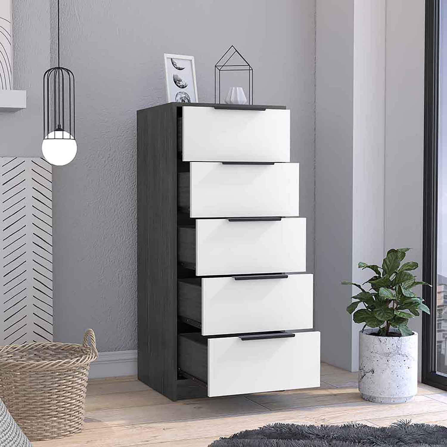 Kadyn 5 Drawers Dresser, Chest of Drawers with Metal Handle, Gray Storage Cabinet, Nursery Dresser Kadyn 5 Drawers Dresser, Chest of Drawers with Metal Handle, Gray Storage Cabinet, Nursery Dresser