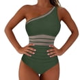 thumbnail image 5 of HOMBOM Womens One Piece Swimsuits Army Green Mesh Swimwear Ruched One Shoulder Slimming Tummy Control Bathing Suit for Ladies High Cut, 5 of 9