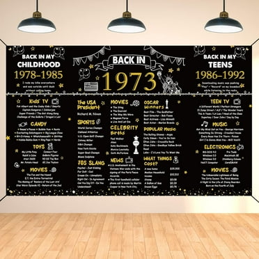 51st Birthday Black Gold Party Decoration, Back in 1973 Banner Cheers to 51 Years Old Birthday Party Poster Supplies, 6 * 3.6FT Vintage 1973 Backdrop Photography Background for Men and Women