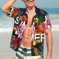 thumbnail image 5 of Lsque Summer Birds and Flowers pattern Hawaiian Shirt for Men, Unisex Summer Beach Casual Short Sleeve Button Down Shirts-Small, 5 of 9