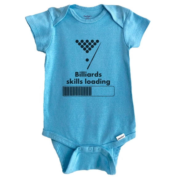 Billiards Skills Loading Funny Pool Baby Bodysuit (Blue), 0-3 Months