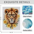 thumbnail image 3 of Diamond Art Kit for Adults, Lion Glasses Floral Portrait Diamond Painting for Adults Beginners, DIY Diamond Art Painting Kits, 5D Diamond Painting Crafts for Home Decor 12x16 Frameless, 3 of 7