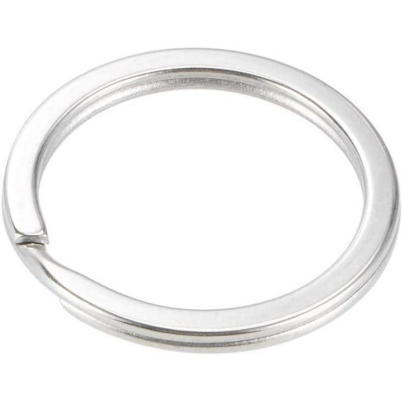 Split Key Ring 30mm Open Flat Jump Connector for Lanyard Zipper Handbag, Stainless Steel, Pack of 10