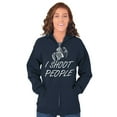 thumbnail image 3 of I Shoot People Camera Photography Pun Unisex Fleece Graphic Zip Up Hoodie Brisco Brands 4X, 3 of 5