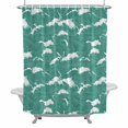 thumbnail image 2 of Vintage Shower Curtain for Bathroom Decor, Ocean Green Wavy Lines Waterproof Fabric Shower Curtain, 66"x72" Set with 12 Hooks, 2 of 9