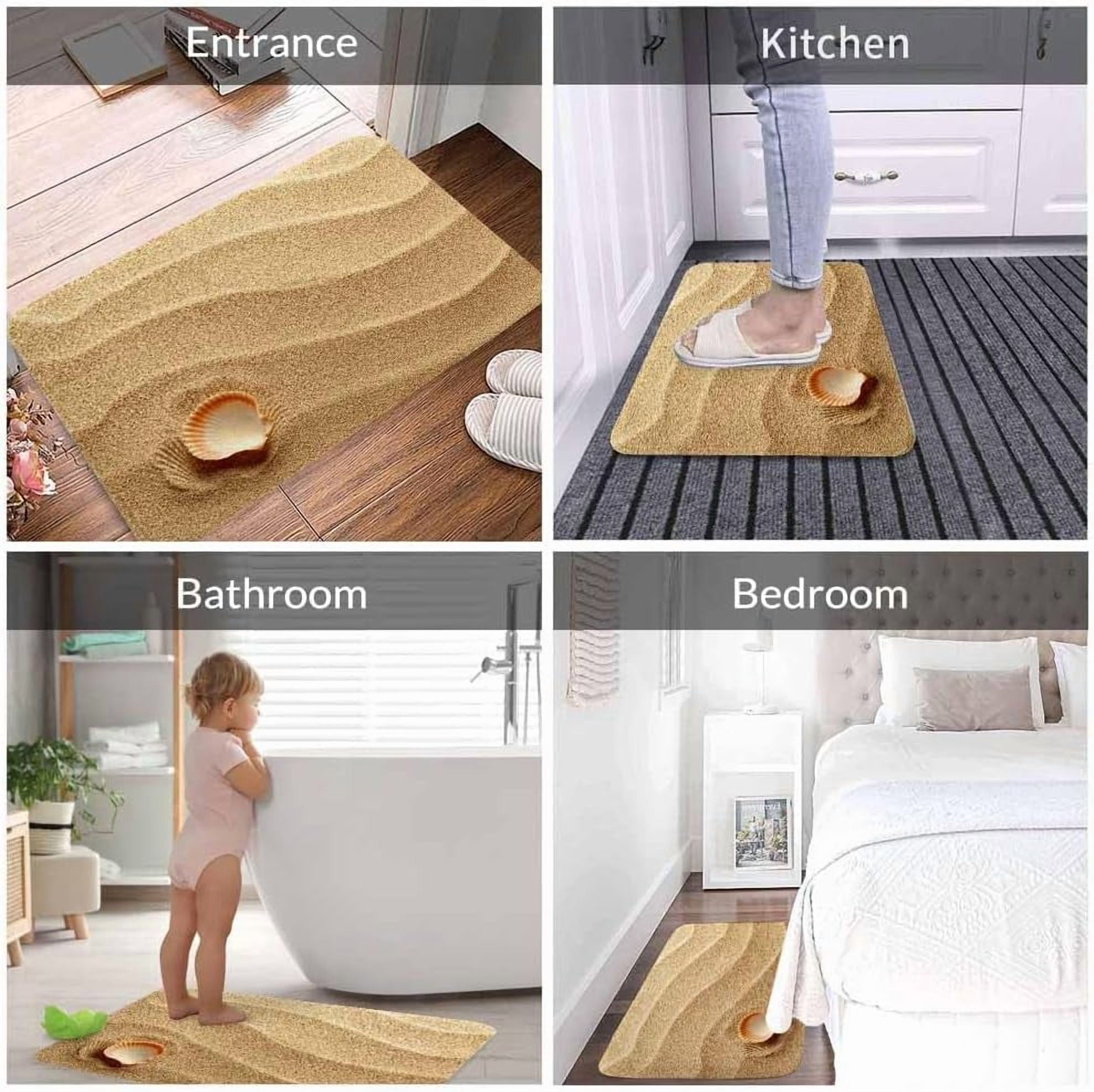 Sea Shells with Sand Bath Mat for Bathroom Bath Rugs Door Mat Non Slip Rubber Backed Bathroom Floor Mat for Bathtub Sink Shower 20"X32"