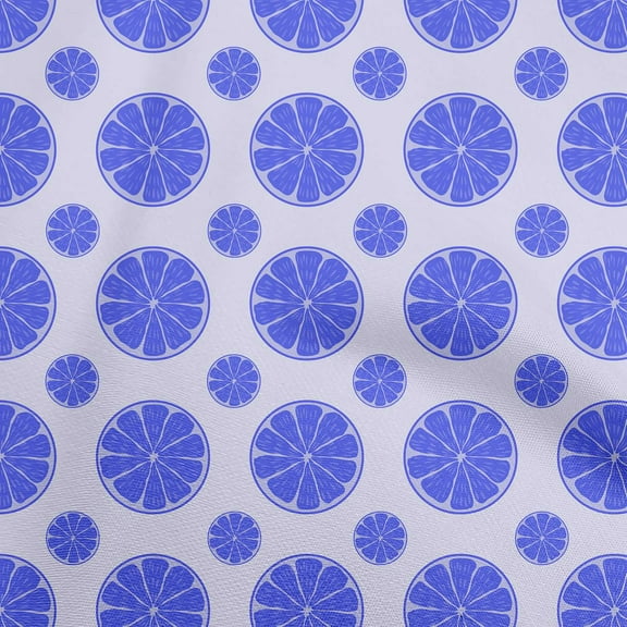 oneOone Polyester Spandex Blue Fabric Fruits Lemon Slice Fabric For Sewing Printed Craft Fabric By The Yard 56 Inch Wide
