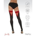 thumbnail image 6 of LoveMoi Women's Peek A Boo Opaque 60 Denier Bow Accent Thigh High - Womens - Female, S-M, Black-Red, 6 of 7
