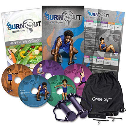 Gwee Gym - Kit d'Exercice de Bandes de Résistance, PRO, Noir, Développe les Muscles Maigres, Facilement Portable Ou Utilisé à la Maison, Inclut un Kit d'Accessoires, DVD, Sac de Voyage et Livre Numérique sur la Santé Alimentaire