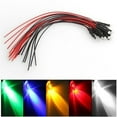 thumbnail image 3 of Fairnull 10Pcs 20cm 3mm/5mm LED Lamp Cable Bulb Pre-wired DC Emitting Diode Light, 3 of 10