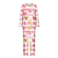 thumbnail image 4 of Hueook Valentine Day 2 Piece Set Valentines Day Pj Women's Casual Valentine's Day Non Positioning Printed Long Sleeved+cropped Pants with Pockets Home Sports Pajamas Set Beige XL, 4 of 6