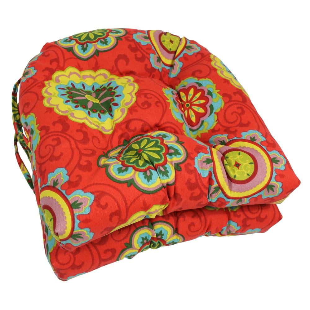 16-inch Outdoor Spun Polyester U-shaped Tufted Chair Cushions (Set of 2)