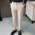 thumbnail image 3 of Con cinturón Trajes de hombre Pantalones Trabajo de oficina Pantalones rectos para hombres Traje coreano Reseñas Muchas prendas de diseñador Vestido de lujo Tela, 3 of 5