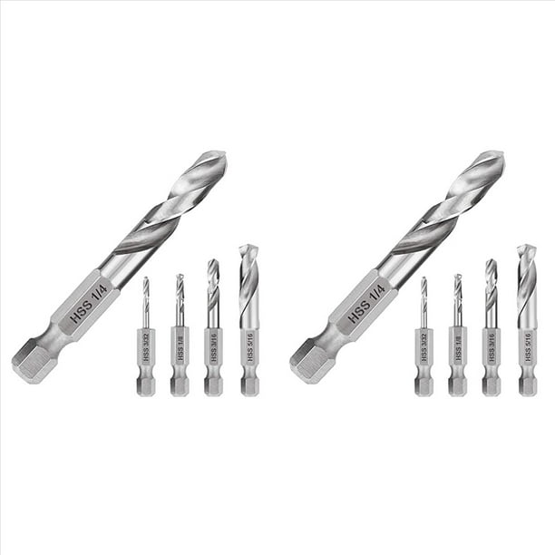 Juego de Brocas de VáStago Hexagonal de 1/4 10 Piezas Juego de Brocas Rechonchas para Metal M2 Broca de Acero de Longitud Corta para Mandril de Cambio RáPido