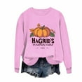 thumbnail image 3 of Aboser HAGRID'S Pumpkin Farm Sweatshirts for Women Oversized Casual Long Sleeve Pullover Shirts Retro Thanksgiving Holiday Tops Fall Fleece Crewneck Sweatshirt Y2k Clothes Pink XS, 3 of 4