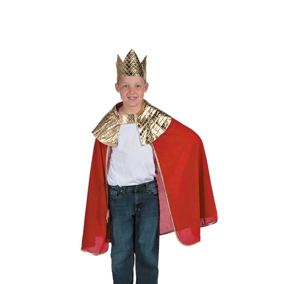 Boy's Red Wise Man's Cape with Crown Costume