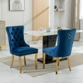 thumbnail image 2 of Upholstered High-end Dining Chairs,Tufted Side Chair with Golden Stainless Steel Plating Legs,Nailhead & Back Ring Pull Trim, Kitchen Dining Room Furniture,Tufted Dining Chairs(Blue,Set of 6), 2 of 11