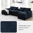 thumbnail image 5 of 123'' U Shaped Modular Sectional Sofa with Console, 6 Seat Upholstered Symmetrical Cloud Couch with Cup Holders and USB Charger, Comfy Chenille Cloud Couch for Living Room, Bedroom, Apartment, Blue, 5 of 9