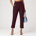 thumbnail image 5 of COMVALUE Pants for Women Stretch Cropped Summer Casual Capris Office Work Slacks Yoga Dress Pant Pants (Red, XL), 5 of 9