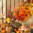 thumbnail image 4 of Artificial Maple Leaves Branches 35 Inches Autumn Leaves Fall Maple Leaf Stem for Xmas Thanksgiving Wreath Festival Home Kitchen Party Farmhouse (Orange Red), 4 of 5
