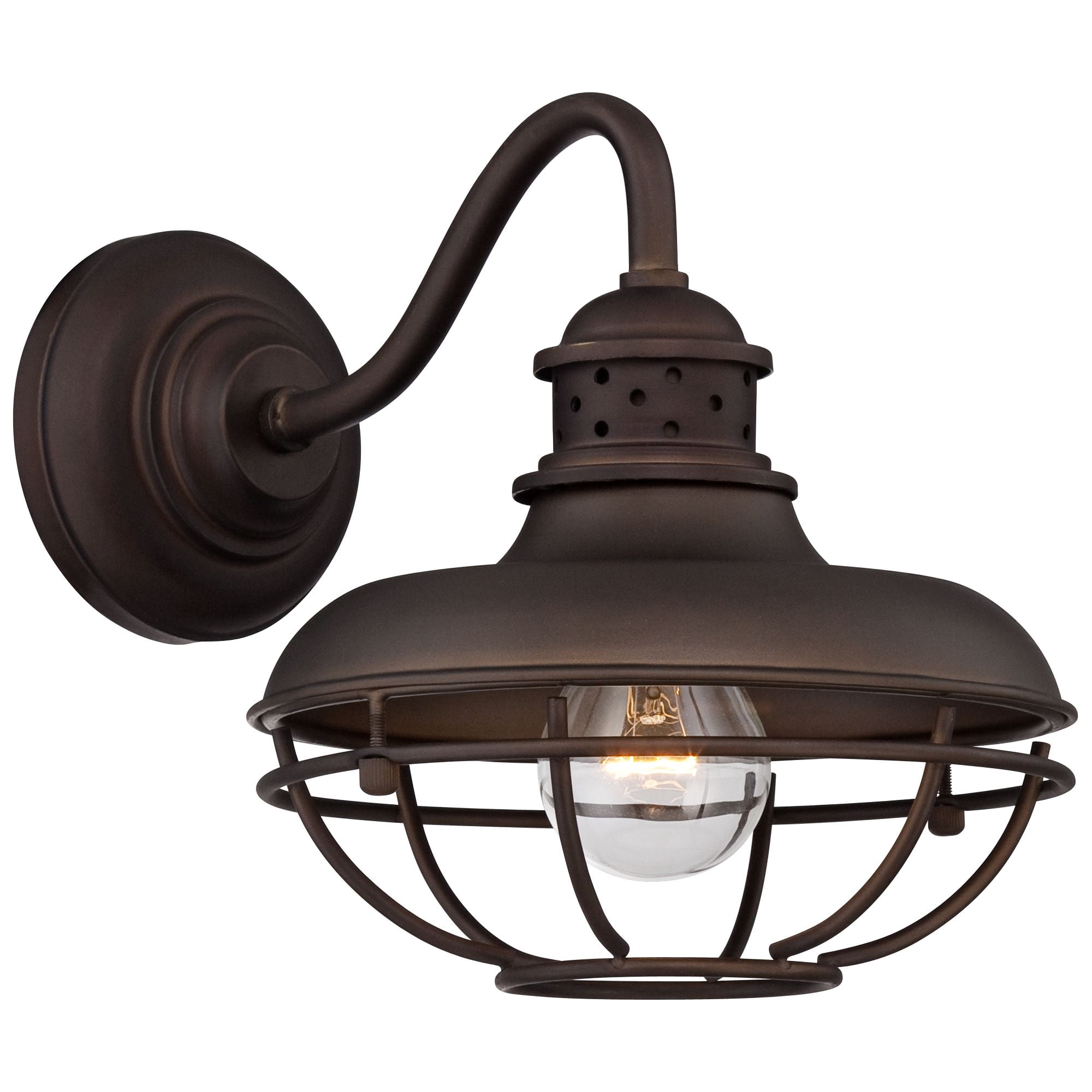 Franklin Iron Works Park Rustic Farmhouse Outdoor Wall Light Fixture Oil Rubbed Bronze Caged 9" for Post Exterior Barn Deck House Porch Yard Patio