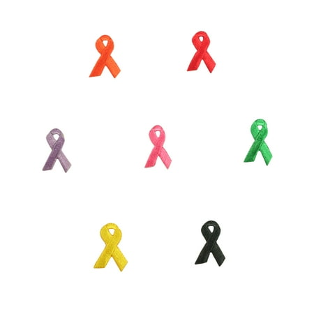 Embroidery Cancer Awareness Ribbon Self Adhesive Iron-On Sticker Patch (2