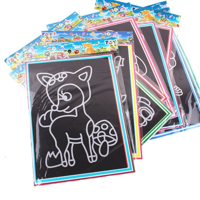 20Pcs/10Pcs Magic Scratch Art Doodle Pad Sand Painting Cards Early Educational Learning Creative Drawing Toys for Children, Radom