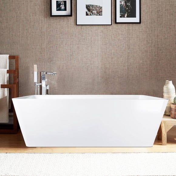 Vanity Art Solid Surface Resin Stone Freestanding Soaking Bathtub