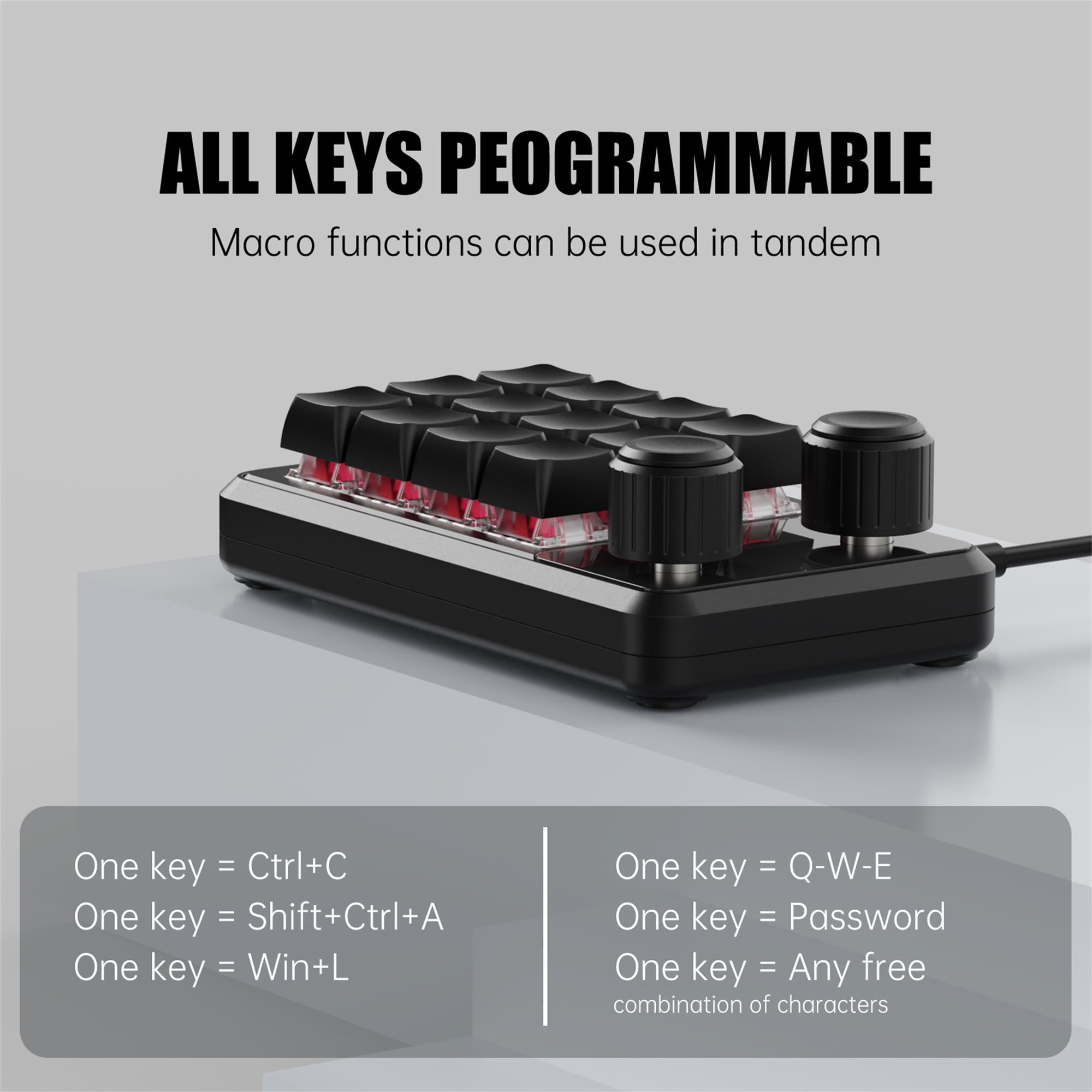 SIKAI CASE Macro Mechanical Keyboard,12-Keys Gaming Keyboard Fully Programmable Keypad Hotswap Keypad with RGB for Game Editing PS