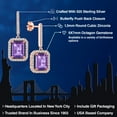 thumbnail image 2 of Gem Stone King 5.96 Ct Emerald Cut Purple Amethyst 18K Rose Gold Plated Silver Earrings, 2 of 6